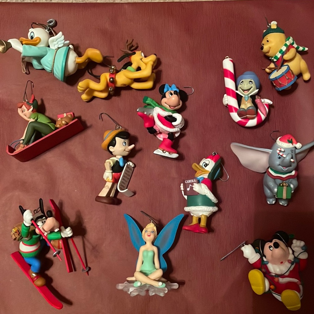 Disney Christmas ornaments, set of 12 ,from the Disney collection. With box